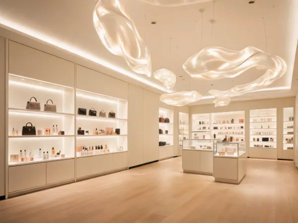 Pendant lighting in retail display area